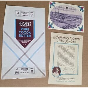 Hershey Cookery Experts Recipes  + Cocoa Butter Label + Employee Greeting Card